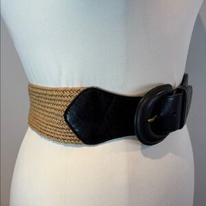 Ralph Lauren Womens tan wide Braided Leather Belt large buckle